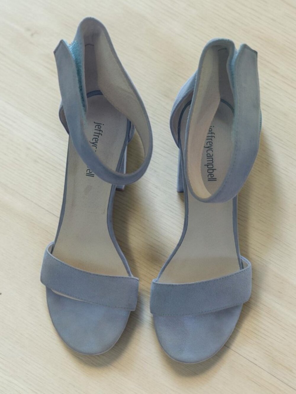 Jeffrey Campbell Lindsay Light Blue Suede Block Heel Sandals Sz 8